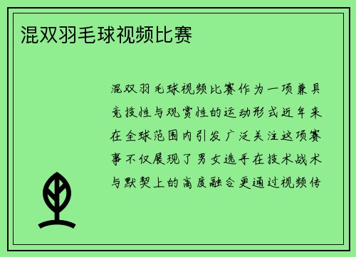 混双羽毛球视频比赛