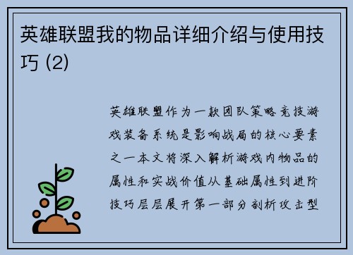 英雄联盟我的物品详细介绍与使用技巧 (2)