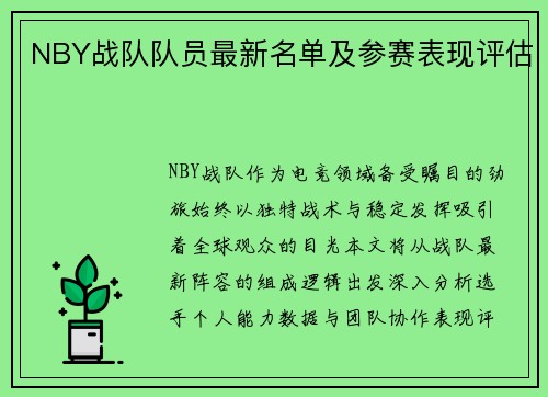 NBY战队队员最新名单及参赛表现评估